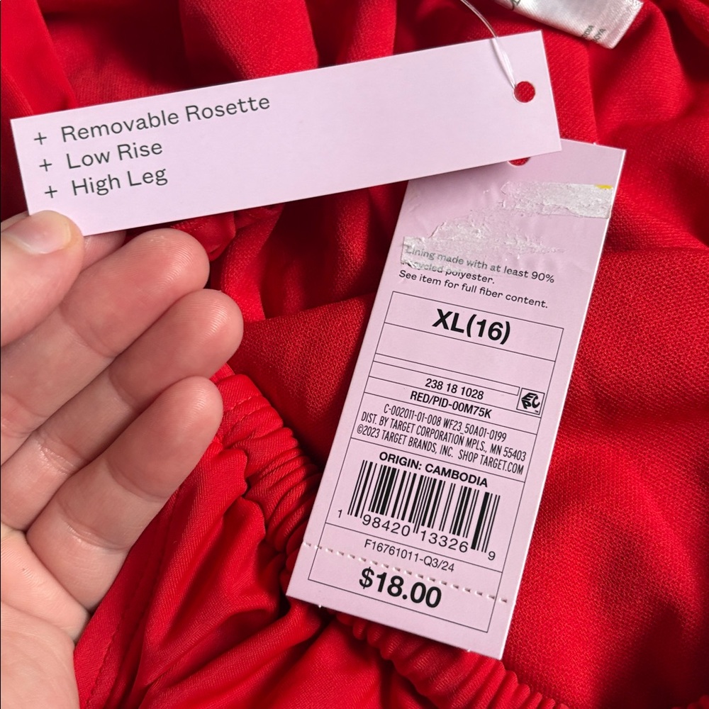 NWT Wild Fable Red Rose Low Rise High Leg Bikini Swim Bottoms In XL - Picture 3 of 8